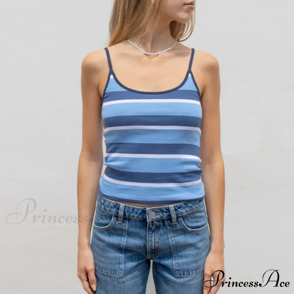 Y2K Adorable Contrast Trim Spaghetti Strap Retro Aesthetic Cottage Crop Top - Image 10