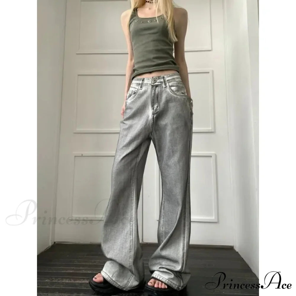 Y2K Antique Baggy Wide Leg Denim Trousers - Image 2