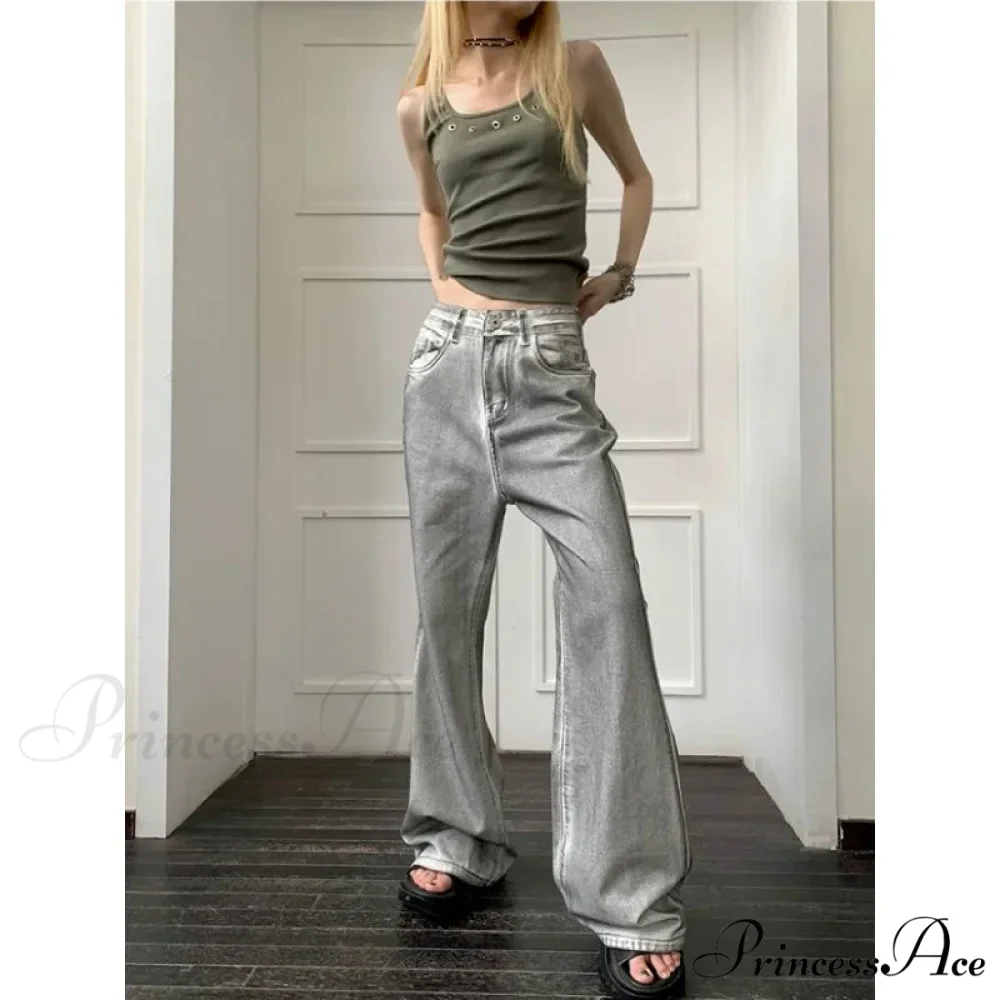 Y2K Antique Baggy Wide Leg Denim Trousers - Image 3
