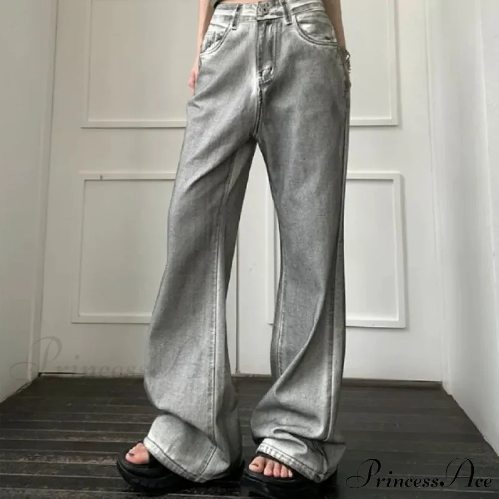 Y2K Antique Baggy Wide Leg Denim Trousers - Image 6