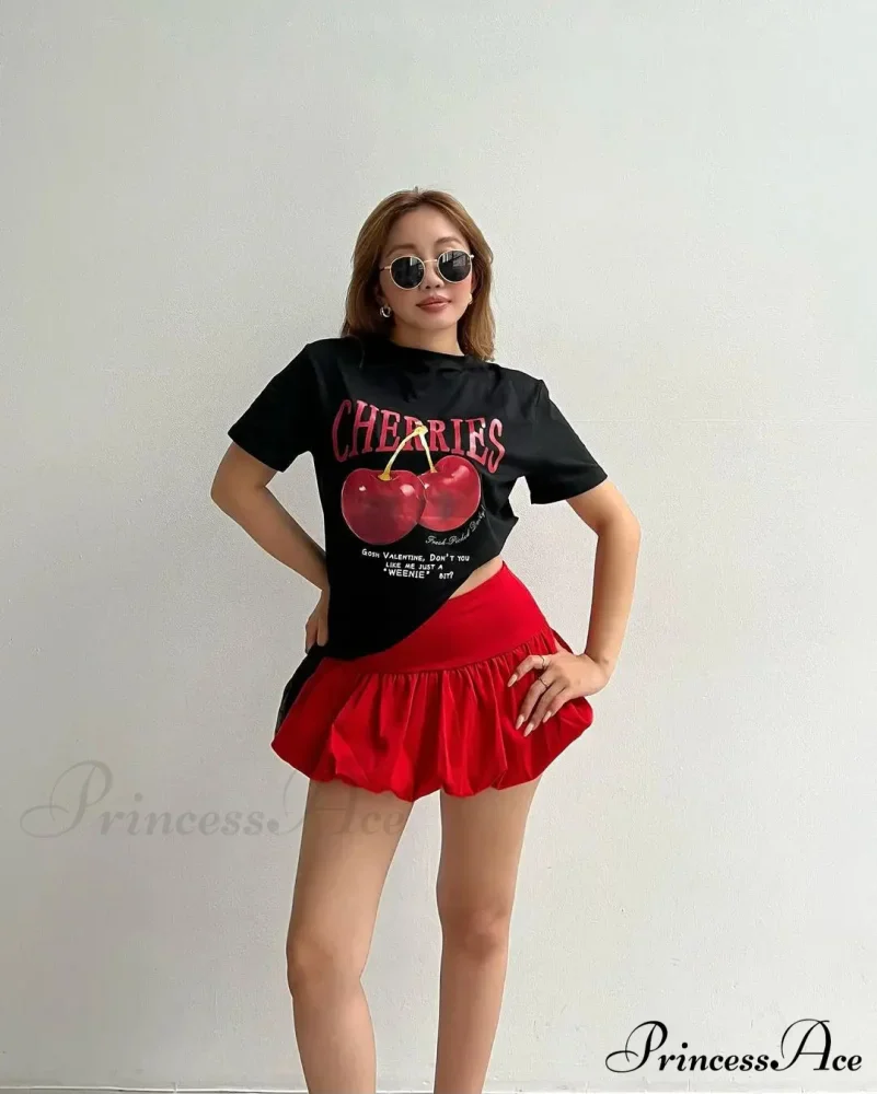 Y2K Cherry Visual T-shirt Skirt Collection - Image 2