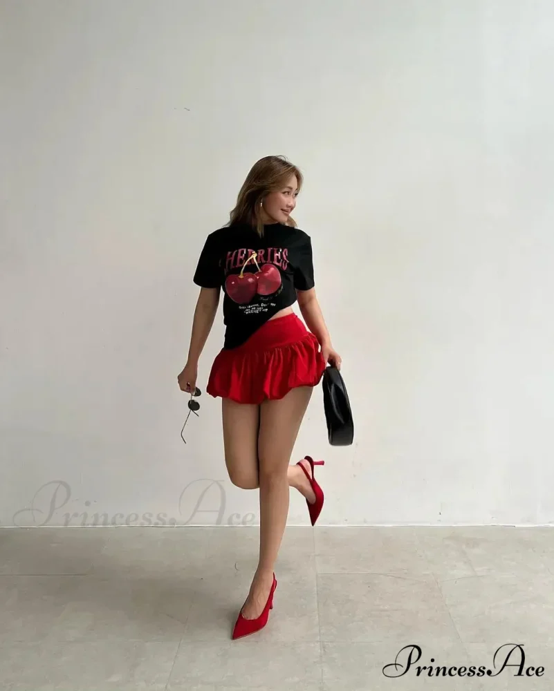 Y2K Cherry Visual T-shirt Skirt Collection - Image 3