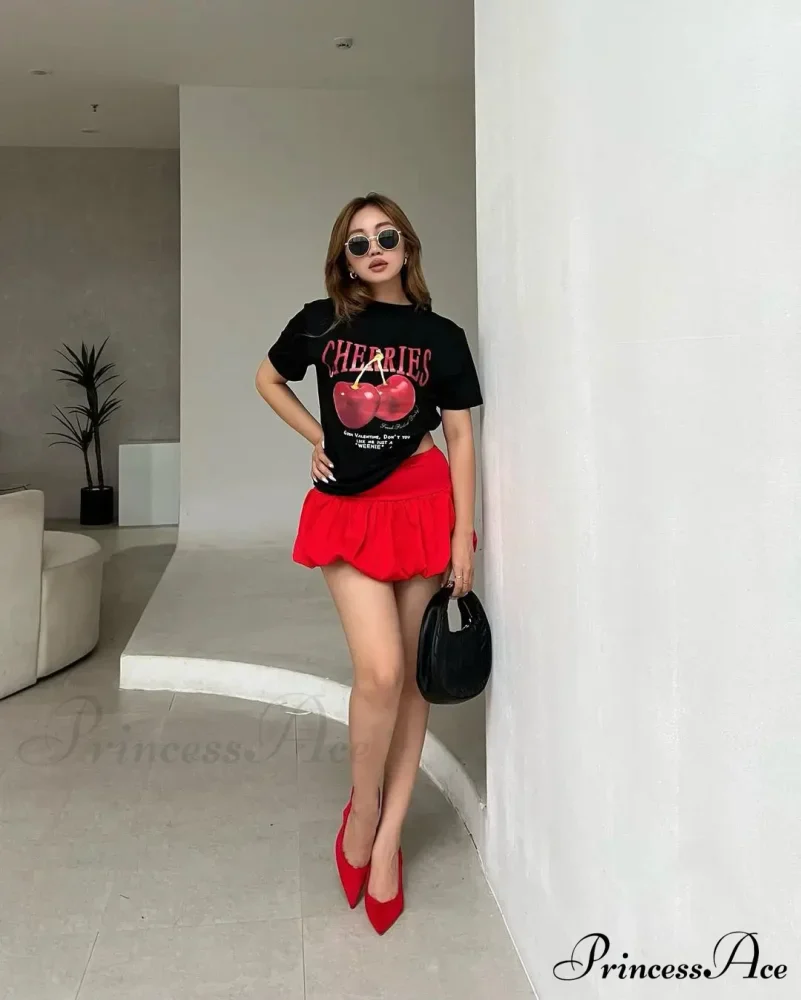 Y2K Cherry Visual T-shirt Skirt Collection - Image 5