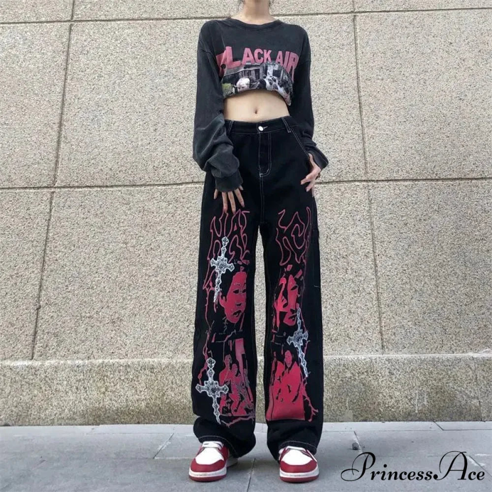 Y2K Dark Urban Loose Trousers - Image 2