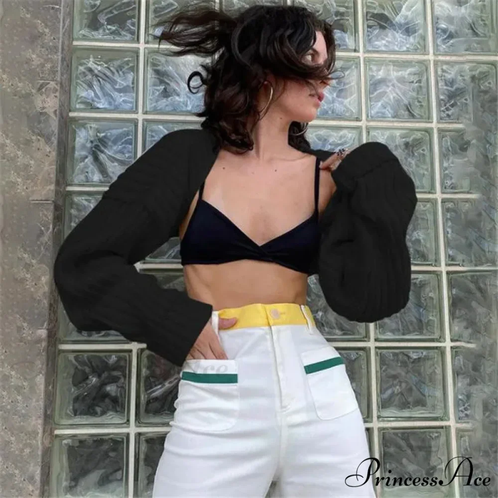 Y2K Descend Shoulder Crop Top Knit Cardigan - Image 3
