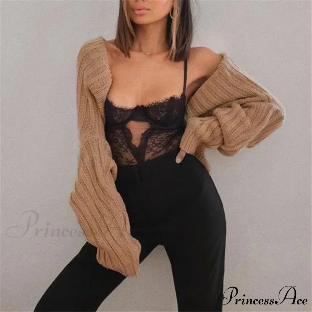 Y2K Descend Shoulder Crop Top Knit Cardigan - Image 4