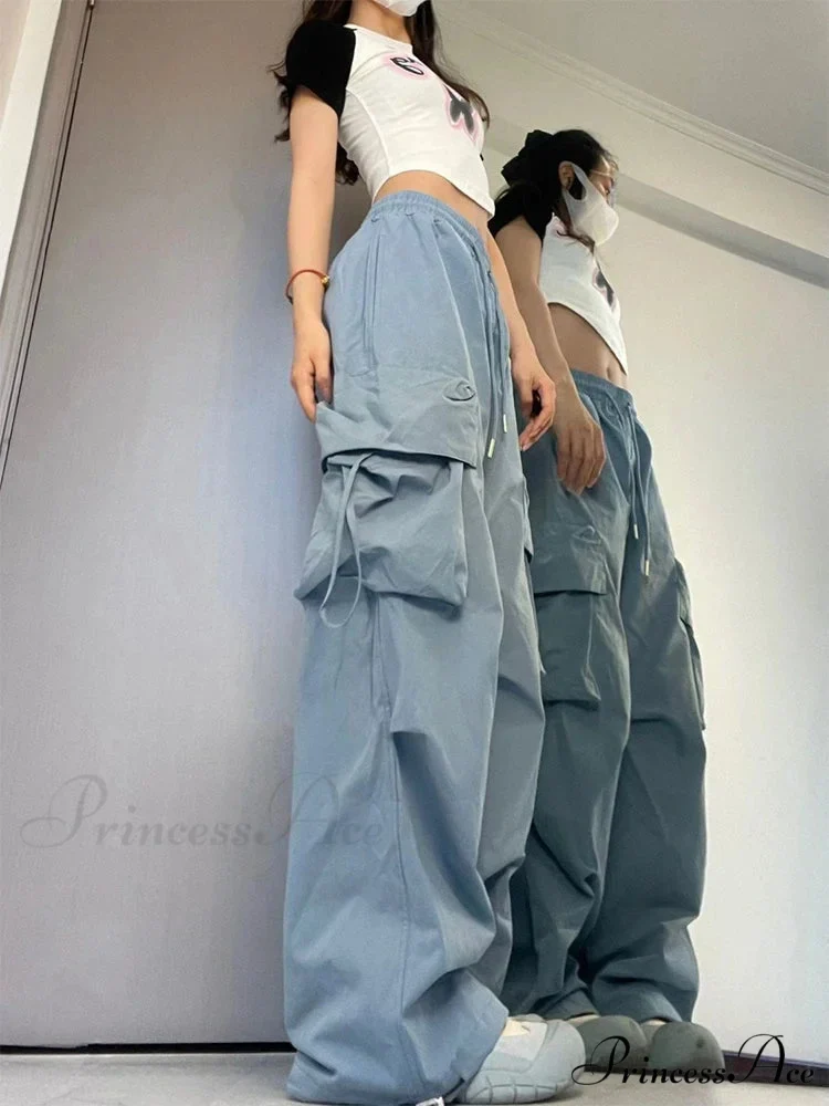 Y2K Elevated Waist Cargo Roomy Trousers - Image 2