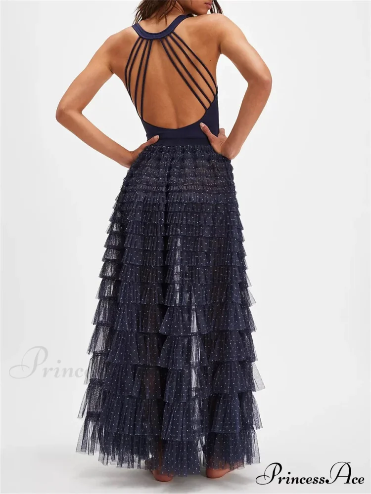 Y2K Enchanting Ruffle Long Slip Skirt Flexible Lace Tulle Tutu - Image 4