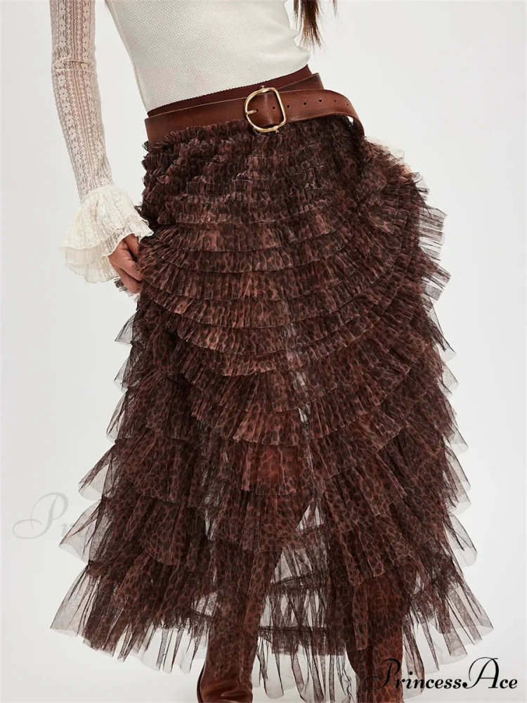 Y2K Enchanting Ruffle Long Slip Skirt Flexible Lace Tulle Tutu - Image 6