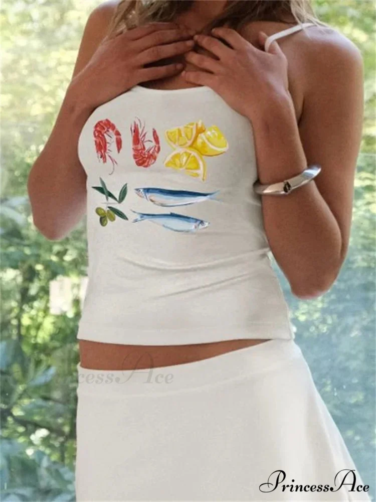 Y2K Floral Pattern Sleek Strap Tank Crop Top - Image 2