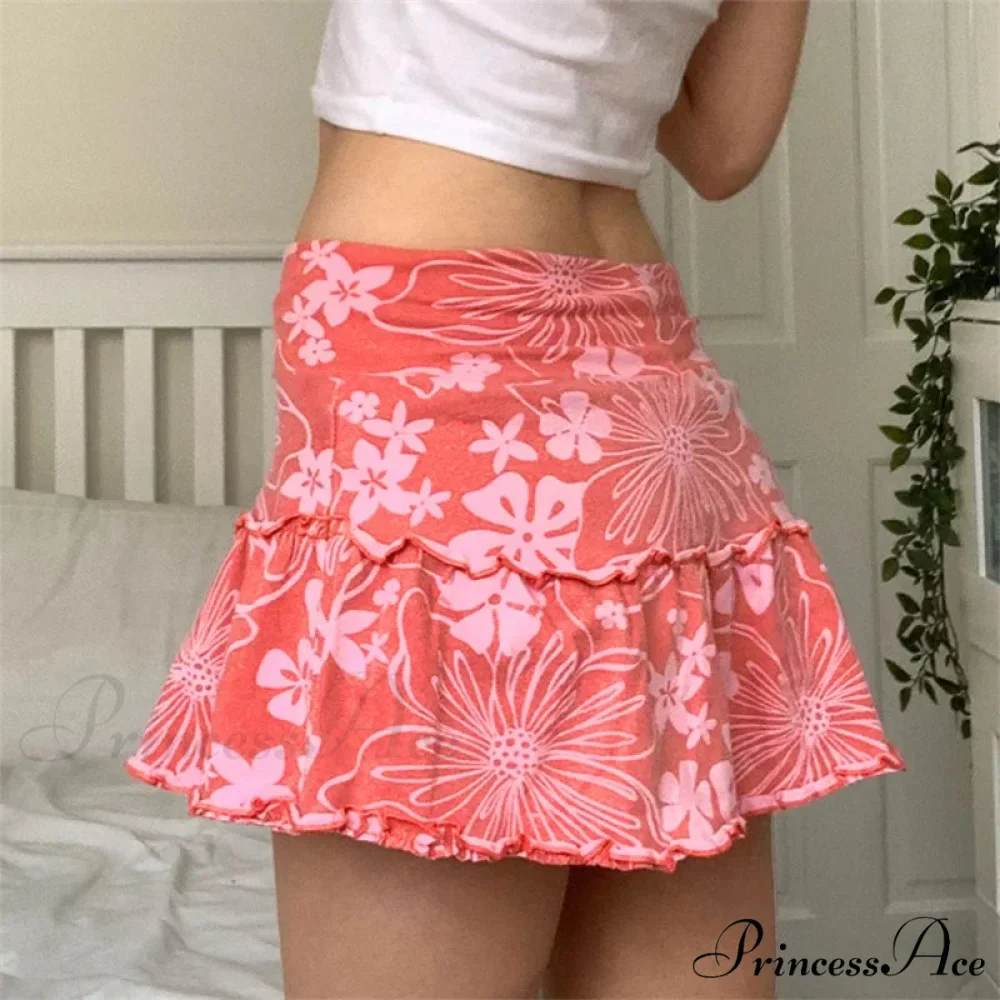 Y2K Flowery Frill Trim Skirt - Image 2
