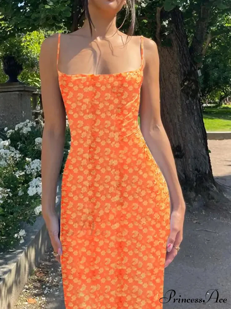 Y2K Flowery Print Thin Strap Open-Back Summery Flowery Dress - Image 11