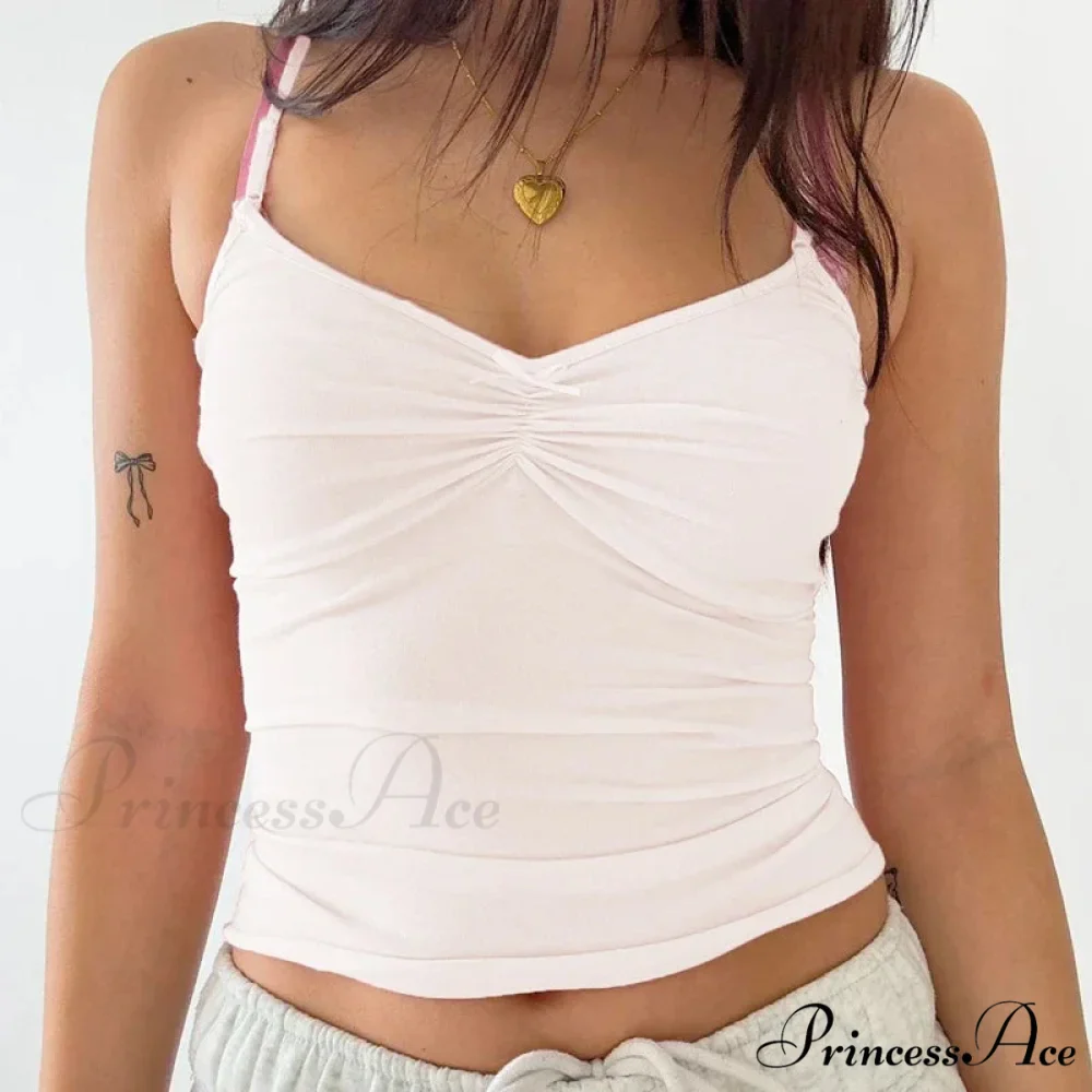 Y2K Gathered Ribbon Slim Fit Vintage Open-Back Cute Fairy Flirt Crop Top - Image 4