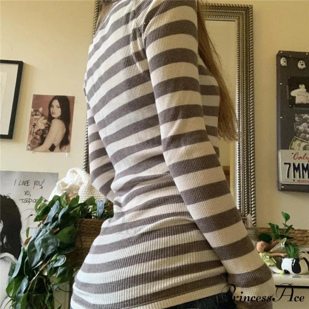 Y2K Grunge Banded Crew Neck Autumn Trim Fit Knit Top - Image 3