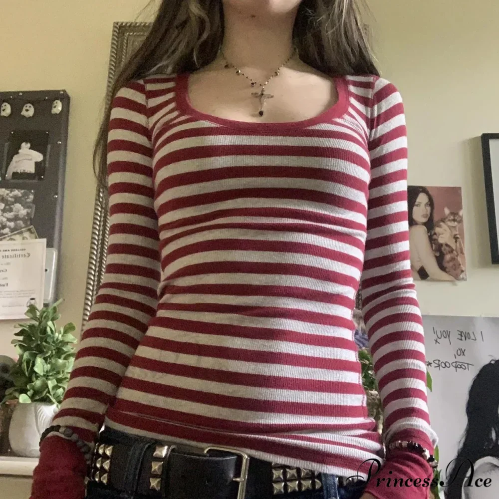 Y2K Grunge Banded Crew Neck Autumn Trim Fit Knit Top - Image 4