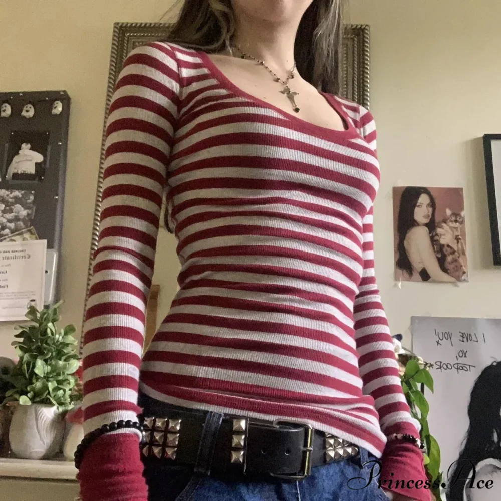 Y2K Grunge Banded Crew Neck Autumn Trim Fit Knit Top - Image 5