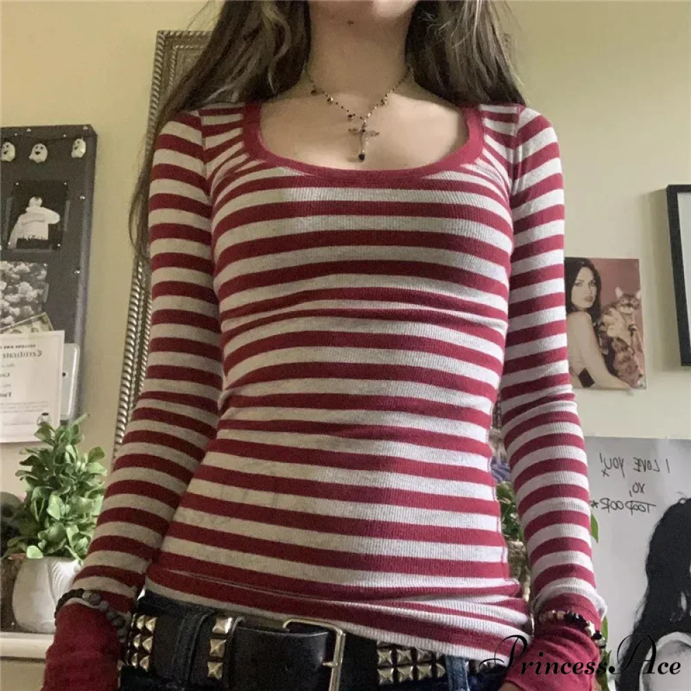 Y2K Grunge Banded Crew Neck Autumn Trim Fit Knit Top - Image 8