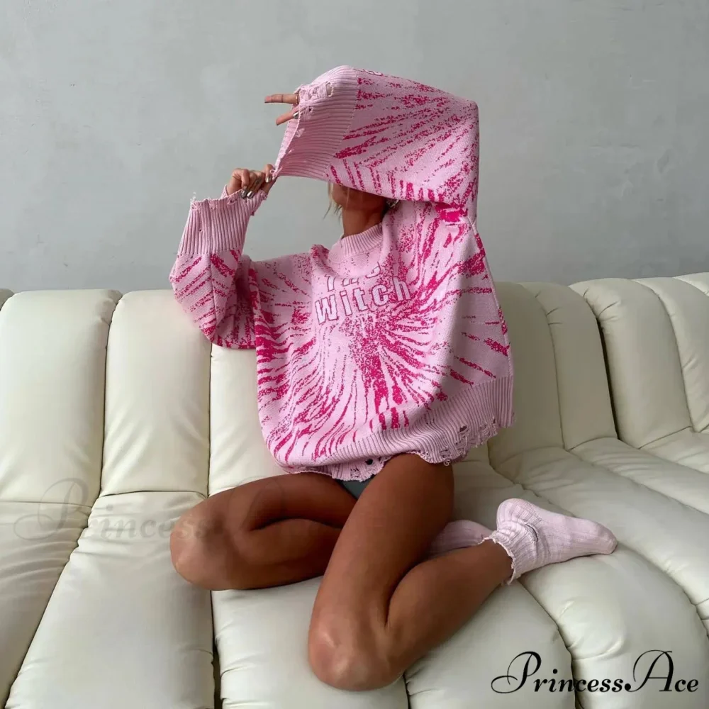 Y2K Loose Torn Knit Sweater - Image 2