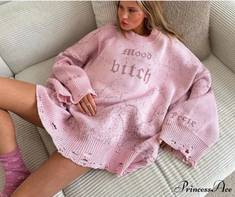 Y2K Loose Torn Knit Sweater - Image 8