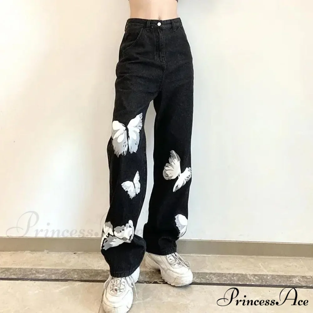Y2K Retro Ebony Wide Leg Denim Trousers - Image 5