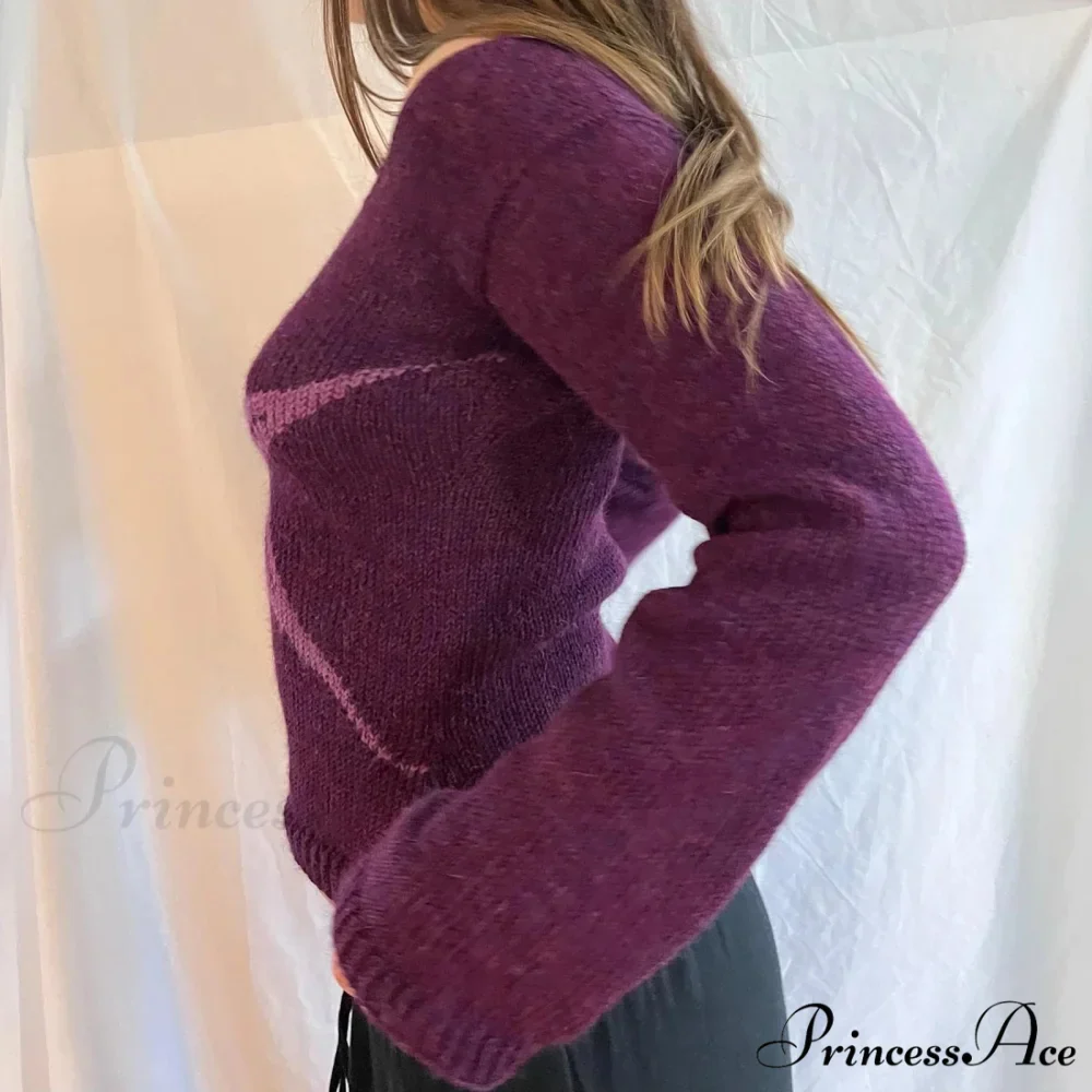 Y2K Retro Off Shoulder Form-Fitting Stylish Knit Top - Image 2
