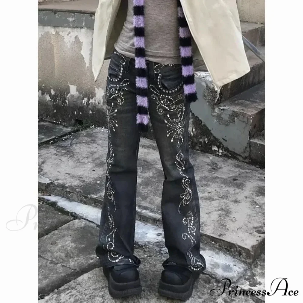 Y2K Stitched Denim Broad Trousers - Image 4