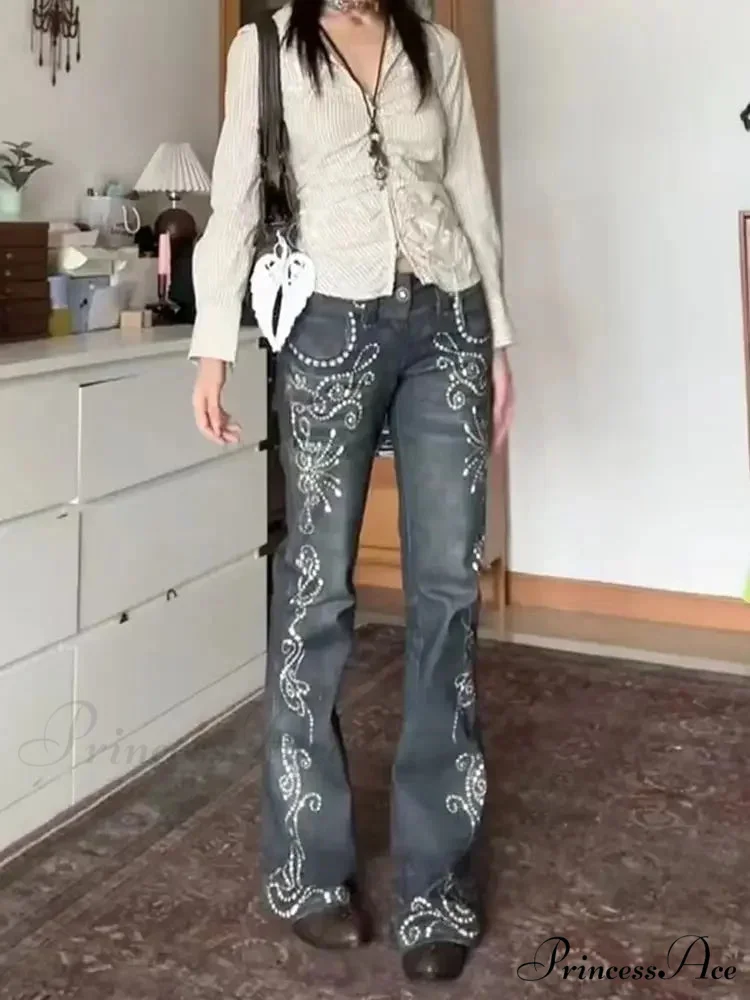 Y2K Stitched Denim Broad Trousers - Image 7