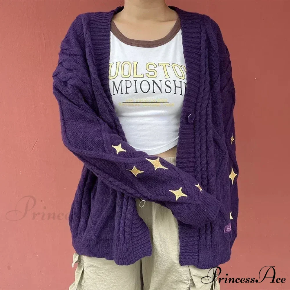Yellow Celestial Stitch Button Sweater